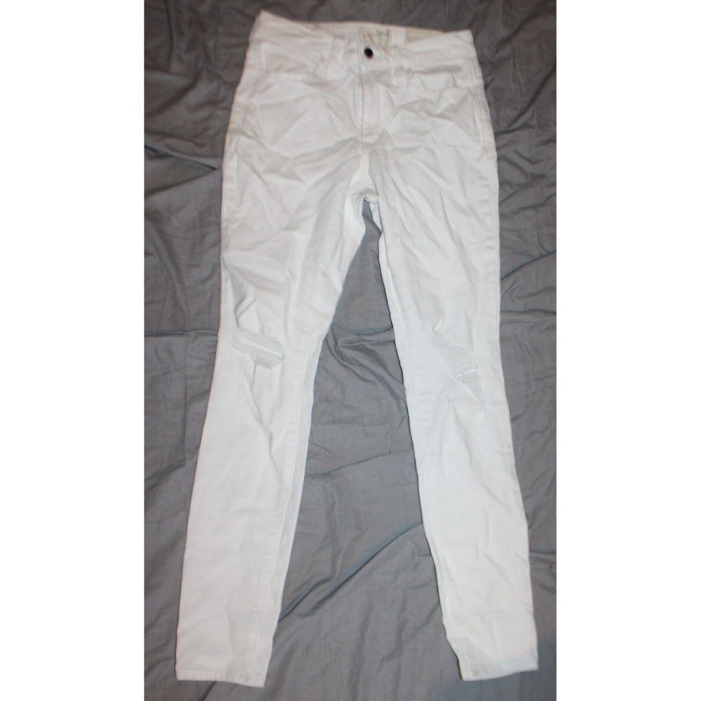 Universal Thread Stretch High Rise Skinny White idistressed Jeans Womens Size 00